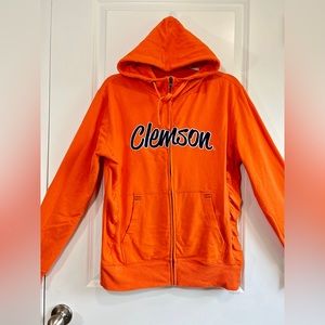 NCAA Clemson University Women’s Full Zip Fleece Lined Hoodie Jacket Orange Med
